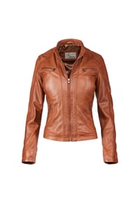 7eleven - Lederjacke SERuby mit dekorativen Ziernähten - Cognac