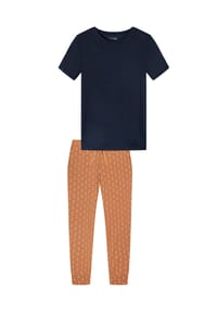 SCHIESSER - Schlafanzug Mix & Relax - Orange / dunkelblau