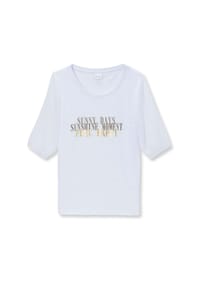 MADELEINE - Bedrucktes Rundhals-Shirt mit Chiffon-Ärmeln - weiß