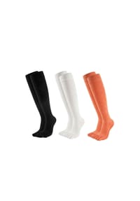 MUNADUNA - 3er-Pack Lange Yoga-/Pilates-Zehensocken Fitness-Socken,Baumwolle,Anti-Rutsch - Schwarz, Rosa, Orange
