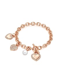 Luluandjane - Damen Armband aus Messing in Roségold mit Zirkonia und Muschelkernperle - roségold