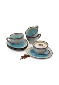 SÄNGER Steingut Geschirrserie Capri - Capri - Blau-Grün - Kaffeeservice 12-teilig