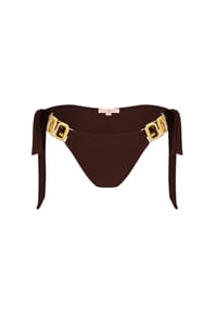 MODA MINX - Bikinihose Boujee Tie Side Brazilian mit stilvollem Steinbesatz - Champagne