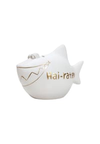 KCG - Spardose "Hai-raten" - WEIß/GOLD