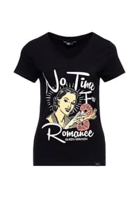 QUEEN KEROSIN - Print-Shirt mit Front-Print im 50s Style No Time For Romance - mint