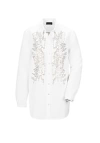 GOLDNER - Kurzgröße:  Weiße elegante Bluse aus Leinen - cremeweiß