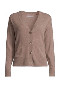 GALERIA - Cashmere Cardigan "Lille", V-Ausschnitt, aufgesetzte Taschen, für Damen - ANTHRA MELANGE