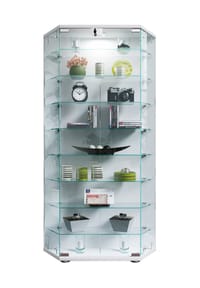 VCM. - Glasvitrine stehend | Vitrine Glas mit ESG-Sicherheitsglas | Maße ca.  H. 114 x B. 83 x T. 17 cm | Standvitrine Glas | Modern und platzsparend | Glas Vitrinenschrank – Cenila XL - 