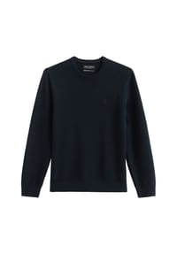 Marc O'Polo - Herren Strickpullover - Piqué-Struktur, Rundhals, Regular Fit, Cotton - Blau