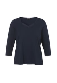 VIA APPIA -DUE- - Shirt mit geschmücktem Karree-Ausschnitt - dunkelblau