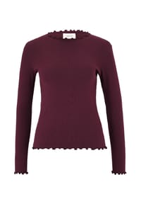 CARTOON - Essential 08 Langarmshirt, Wellensaum, Stehkragen, für Damen - 4685 D. AUBERGINE