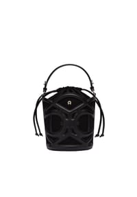 AIGNER AZZURRA - Beuteltasche, Rindsleders und Baumwolle, für Damen - 0002  BLACK