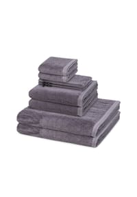 VOSSEN® 2 X Wasch- 2 X Gäste- 2 X Dusch- 2 X Handtuch im Set Vegan Life - Vegan Life - Anthrazit