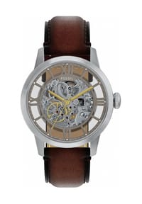 FOSSIL TOWNSMAN - Fossil Herren-Armbanduhr Townsman Automatik, braunes Leder, ME3270 - Silber