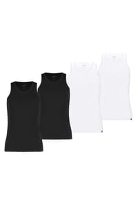 PUMA® - Herren Tank Top, 4er Pack - Basic, Unterhemd, Rundhals, Single Jersey, einfarbig - Schwarz