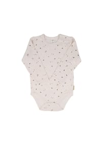 maximo® - BABY BOY-Body, Pilze, Langarm Jersey AOP, Schulterverschluß - beigemeliert