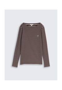 TOM TAILOR - Langarmshirt, U-Boot-Ausschnitt, für Damen - 40822 BROWN WHITE