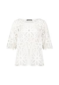 BETTY BARCLAY - Lochstrick-Pullover mit U-Boot-Ausschnitt - Rohweiß