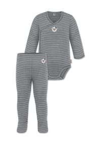 normani® - Baby Merino Langarm Wickelbody und Merino Hose - Anthrazit