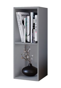 VCM. - Holz CD DVD Regal | Aufbewahrung | Maße H. 72 x B. 34 x T. 30 cm | Deko Regal | Bücherregal - Mendas 2 Fächer - Grau