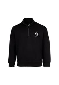 ARMANI EXCHANGE - Herren Sweatshirt mit Stehkragen und Half-Zip - Logo, Baumwoll-Mix - Schwarz