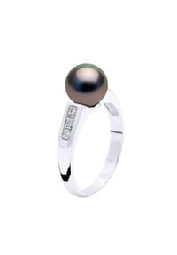Pearls & Colors - Ring, Weißgold mit Diamanten und Tahiti-Perle, 8-9 mm - Weißgold/Tahiti Color