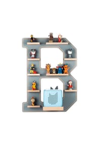 VCM. - My Home - Kinderregal Buchstabe B | hängend für Toniebox und Tonie Figuren | platzsparendes Regal | Maße H. 54 x B. 41 x T. 19 | Wandregal Musikbox Figuren Aufbewahrung Magneteinsätzen | Aufbewahrungsregal Holz - Grau