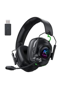 MANIKE - Gaming Headset Wireless Noise Cancelling Kabelloses Kopfhörer mit LED-Lichtern - schwarz