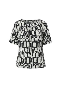 s.Oliver BLACK LABEL - Shirtbluse, Zierfalten, Halbarm, für Damen - 99A1  GREY/BLACK