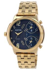 RAPTOR Raptor - Herren Quarz Armbanduhr Lucius mit Edelstahlgliederarmband - 3 ATM - Mineralglas - gold-grün #1