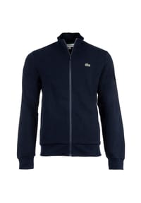 LACOSTE - Herren Sweatjacke mit Stehkragen - Zipper, aufgerautes Fleece, Baumwoll-Mix - Blau