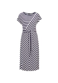 GOLDNER - Kurzgröße:  Kleid mit U-Boot-Ausschnitt - marine / weiß / gemustert