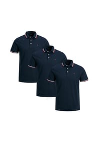 JACK & JONES - Poloshirt 3er Pack Paulos - Slim Fit - Beige / schwarz