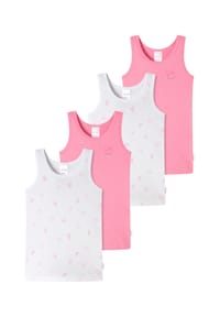 SCHIESSER - Unterhemd / Top 4er Pack Kids Girls Feinripp Organic Cotton - Weiß / Rosa