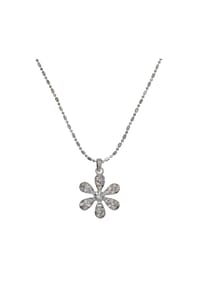 Steuer Modeschmuck - Anhänger mit Kette Metall Glasstein - silber