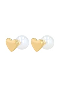 Adelia's Heart Collection - Ohrringe – Ohrstecker Herz aus Edelstahl mit Perle - weiß