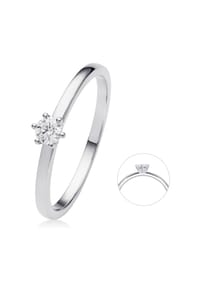 ONE ELEMENT Timeless Diamonds - 0.15 ct Diamant Brillant Ring aus 585 Weißgold - silber