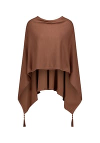 BETTY BARCLAY - Strick-Poncho mit Fransen - Dark Coffee