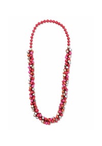 collezione alessandro® - Lange Kette Calypso lange Holzkette mit farbigen Perlen - rot