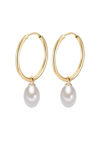 VALERO PEARLS - Damen Ohrringe aus 925/- Sterling Silber in Gelbgold mit Süßwasser-Zuchtperle - gelbgold