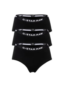 G-STAR RAW - Damen Hipster Slips, 3er Pack - Hipster, Cotton Stretch, Logo, einfarbig - Schwarz