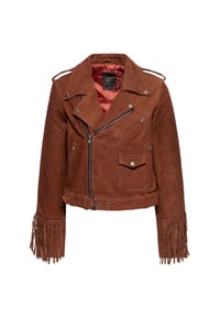 QUEEN KEROSIN - Lederjacke mit Fransenverzierung - braun