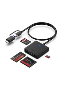 MANIKE - 4-in-1 USB & USB-C Kartenleser für SD, MicroSD, MS & CF – Universeller Speicherkarten Adapter - 