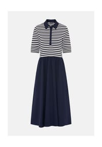 olsen - Kleid mit Streifenoberteil und Popeline-Rock - Ink Blue