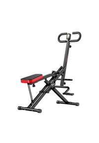 HOME FITNESS CODE - Reitermaschine mit Timer, verstellbarer Sitz & Widerstandsbändern für Ganzkörpertraining - orange