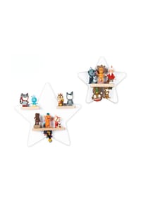 VCM. - My Home - Kinderregal Stern | hängend für Tonie Figuren | platzsparendes Regal | Maße: H. 33 x B. 33 x T. 5 cm | Wandregal für Figuren Aufbewahrung mit Magneteinsätzen | Aufbewahrungsregal Holz - Grau