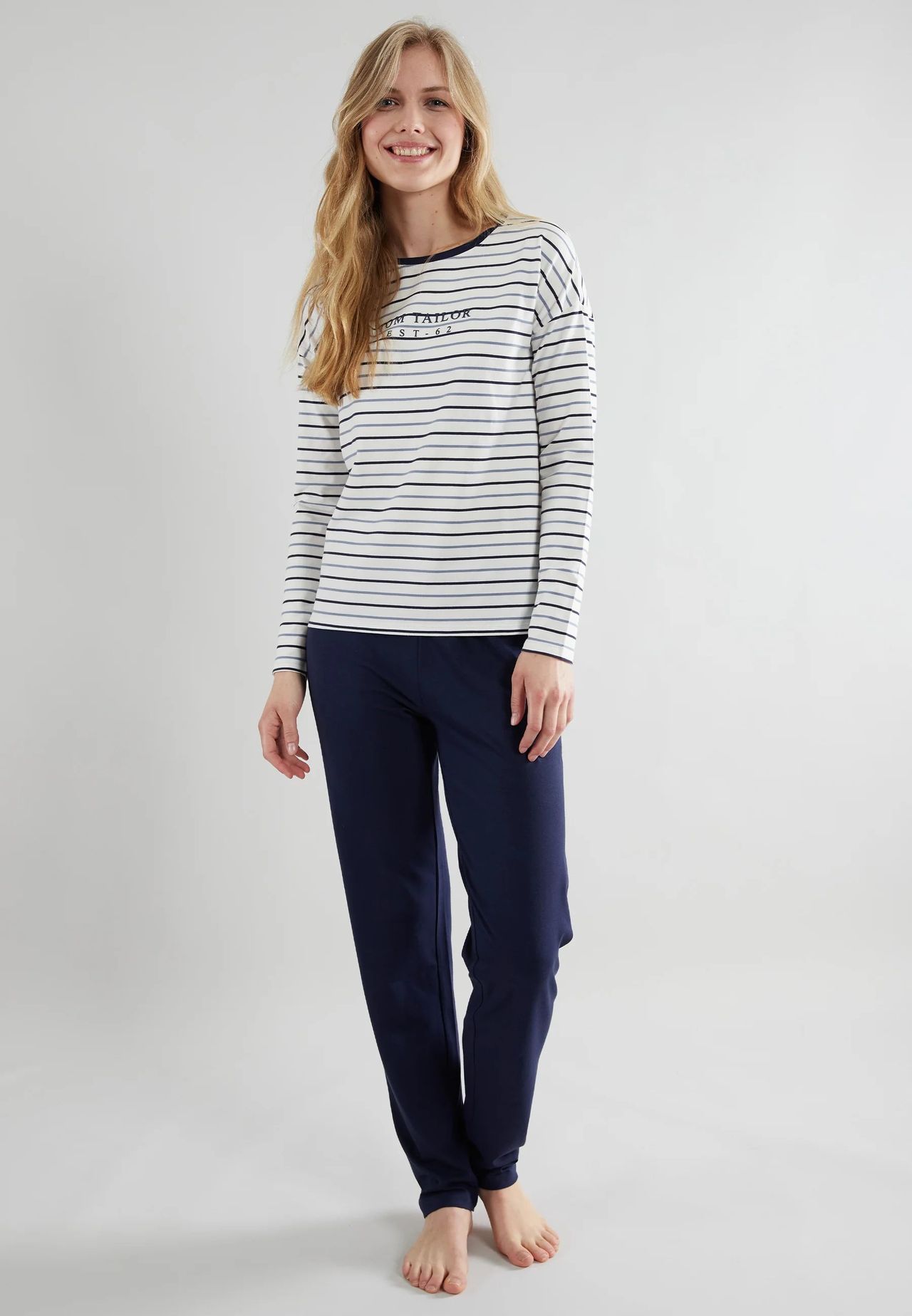 Tom Tailor Schlafanzug, üBerschnittene Schultern, FüR Damen, Blau, 40