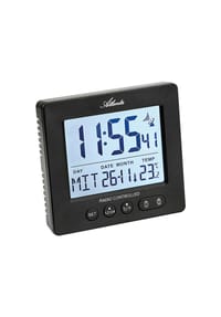 Atlanta by PARAGON - Funk Digitalwecker 2 Alarme, Licht und Temperatur - 2857/7 - Schwarz