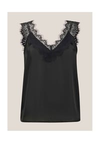 MADELEINE - Satin-Top mit Spitze - schwarz