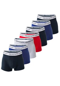GANT - Herren Boxershorts, 7er Pack - Trunk 7-Pack, Cotton Stretch, einfarbig - Blau/Weiß/Rot